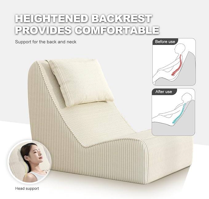 Giant Bean Bag Chair for Adults, Corduroy Chaise Lounge - Image 5