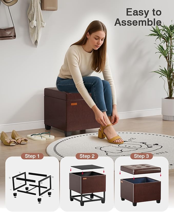ABHENG Synthetic Leather Cover Steel Frame Ottoman - Image 7
