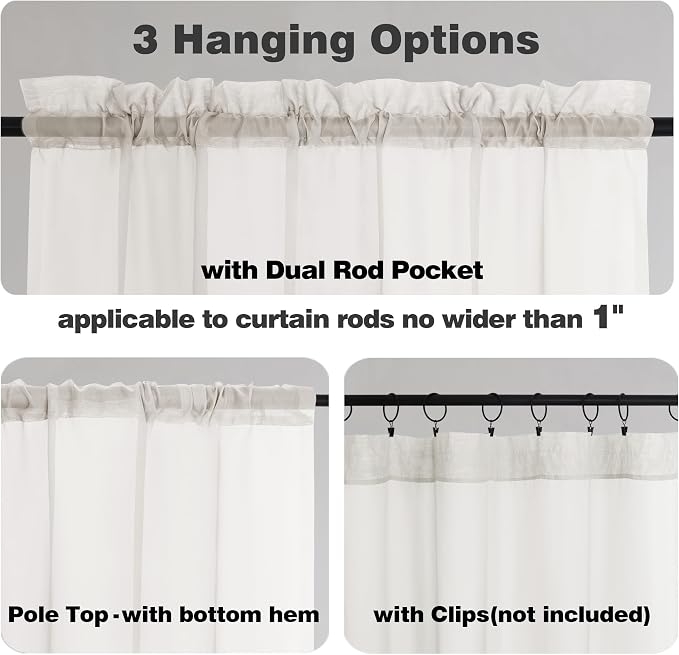Chyhomenyc Ivory Sheer Curtains 90 Inches Long 2 Panels, Light Filtering Ivory - Image 3