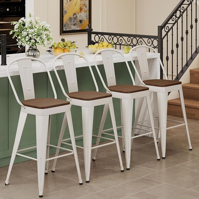 Andeworld Metal Bar Stools Set of 2, 26 inch Counter Height Barstools - Image 8