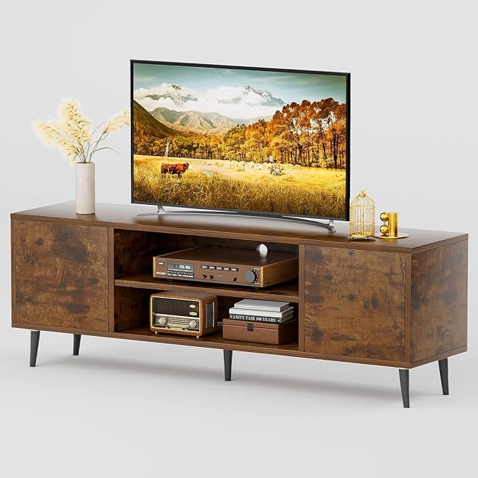 JUMMICO TV Stand for 65 Inch TV, Mid Century Modern TV Stand, Entertainment - Image 8