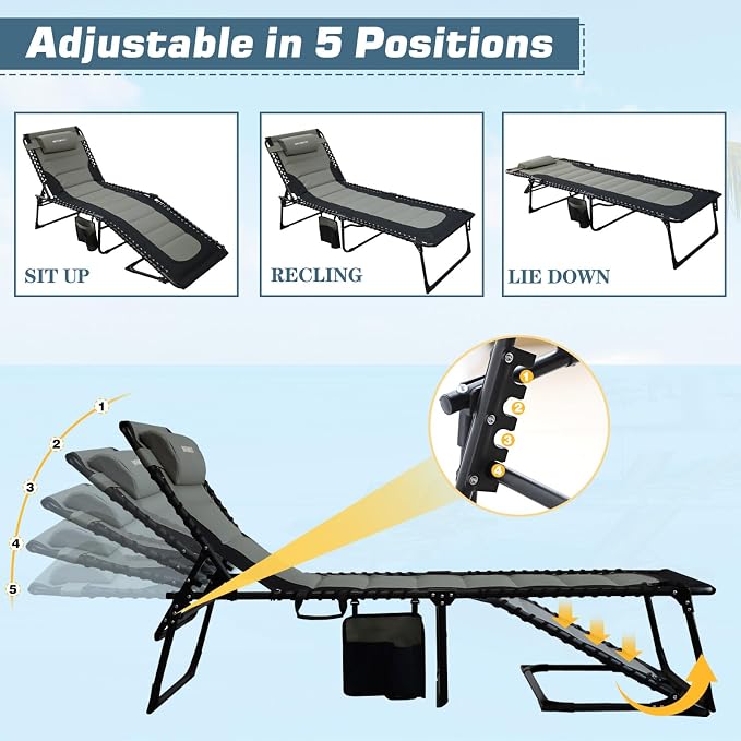 Oversized Padded Outdoor Folding Lounge Chair - Image 3