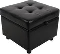 H&B Luxuries Tufted Leather Square Flip Top Storage Ottoman Cube Foot Rest by HBLuxuries