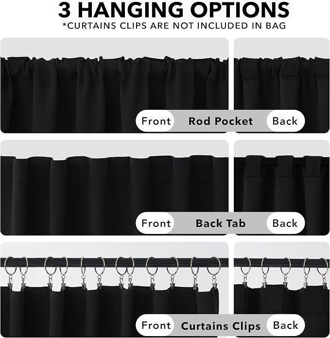 Deconovo Blackout Curtains, Thermal Insulated, W42 x L54 2 Panels, Back Tab - Image 2