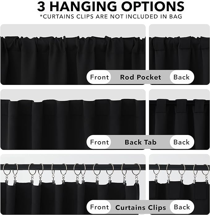 Deconovo Blackout Curtains, Thermal Insulated, W42 x L63 2 Panels, Back Tab - Image 2