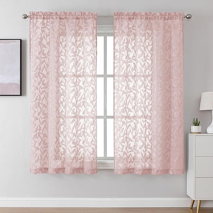 Lecloud Leia Blush Pink Sheer Curtains by Lecloud