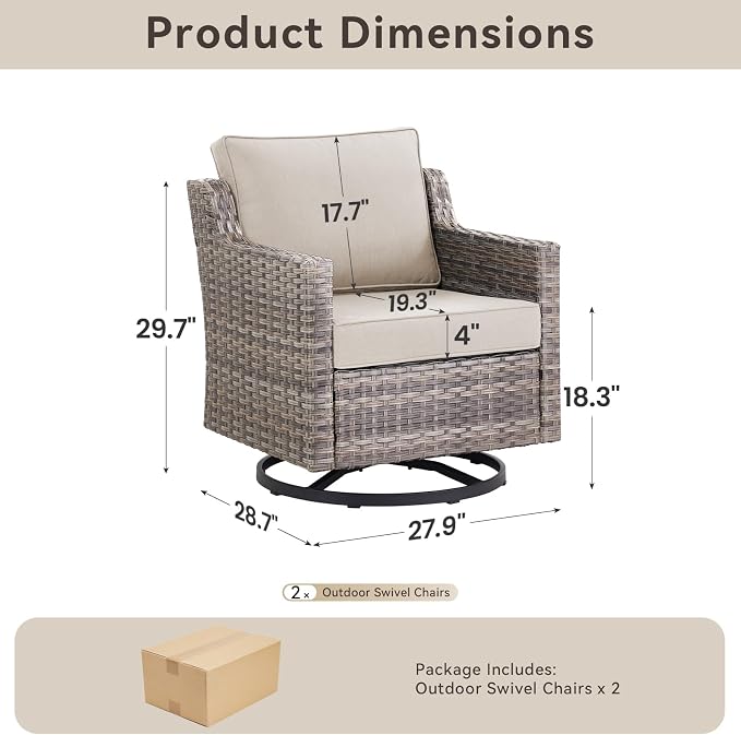 Outdoor Swivel Rocker Patio Chairs-High Back Wicker Swivel Rocker Patio Chairs - Image 7