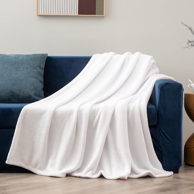 BEDELITE Fleece Blankets Queen Size White Throw Blankets - Image 2