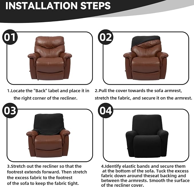 Cupuamon Recliner Chair Covers, Lazy Boy Recliner Covers Stretch Reclining - Image 6