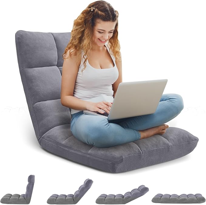 Folding Floor Gaming Chair 14-Poistion Cushioned Adjustable Floor Lazy Sofa - Image 4
