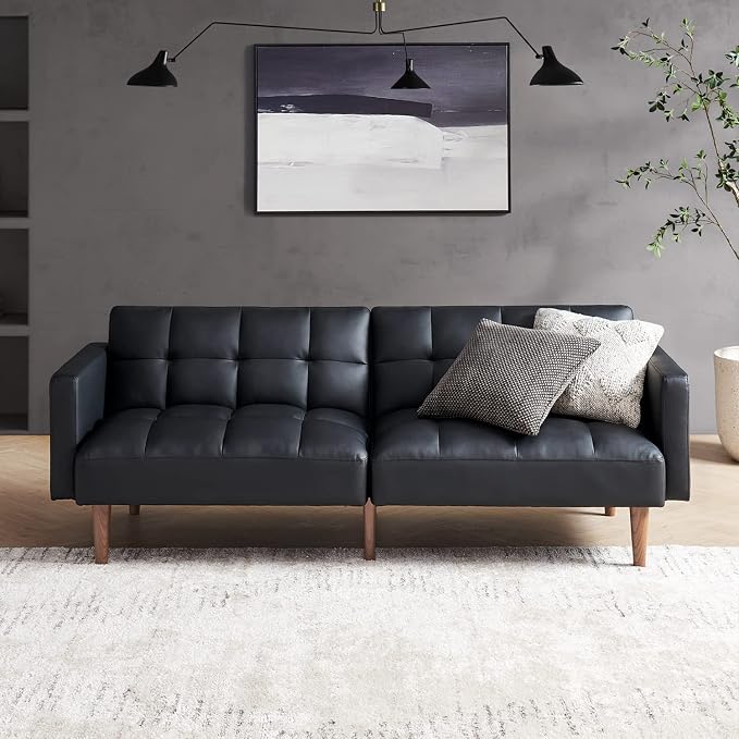 mopio 76.4" Futon Sofa Bed, Sleeper Sofa, Mid Century Modern Futon Couch by MopioInc