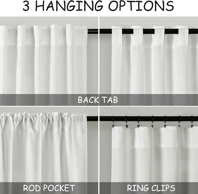 Extra Long Off White Curtain 108 inches Long 2 Panels Set - Image 2