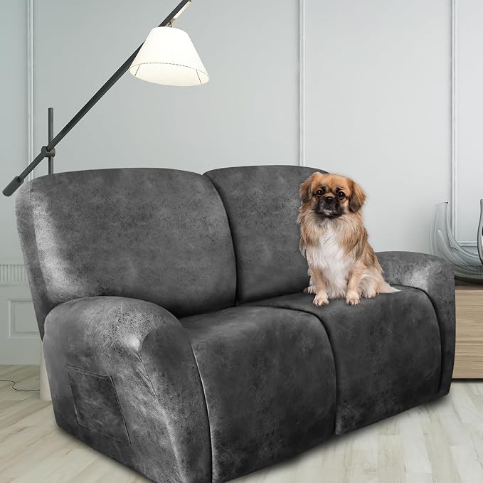 ANARACHON Loveseat Recliner Cover Leather Look Recliner Loveseat Covers - Image 2