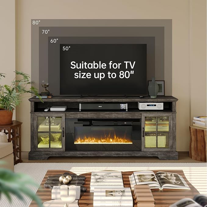 70" Farmhouse TV Stand with 36" Fireplace - Image 7