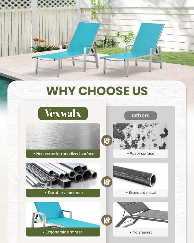 Patio Chaise Lounge Chair Outdoor Set of 2 - Image 7
