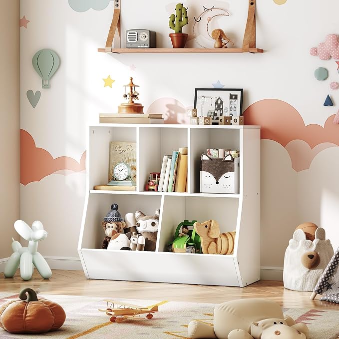 HOOBRO Kids Bookshelf, Bookcase Footboard, 31.5" L Toy Storage Cubby, - Image 2