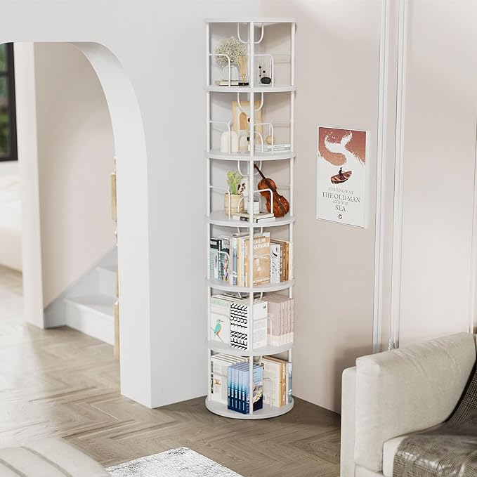 ALLSTAND 6 Tier Rotating Bookshelf, 360 ° Display Stackable Spinning Bookshelf - Image 4