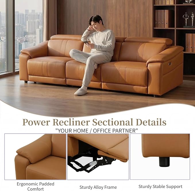 Power Recliner Sofa Set, Reclining Sectional Sofa Couch - Image 5