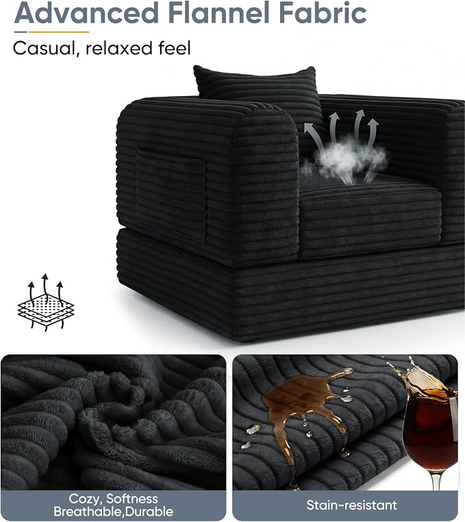 SYFERLORY Versatile 2 in1 Armchair Accent Chair Couch Convertible Boneless - Image 5