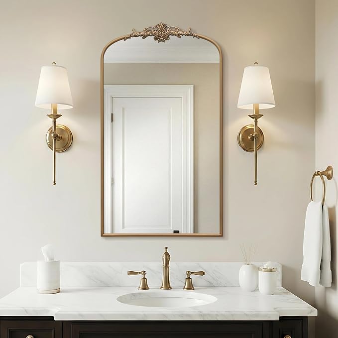 Besdomus Vintage Gold Arched Mirror: 24"x42" French Large Arch Gold Antique - Image 4