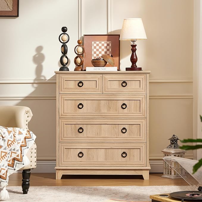 Joaxswe Farmhouse 5 Drawer Dresser - Image 6