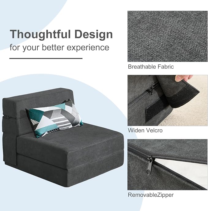 ANONER Fold Out Chair Bed Memory Foam - Image 7