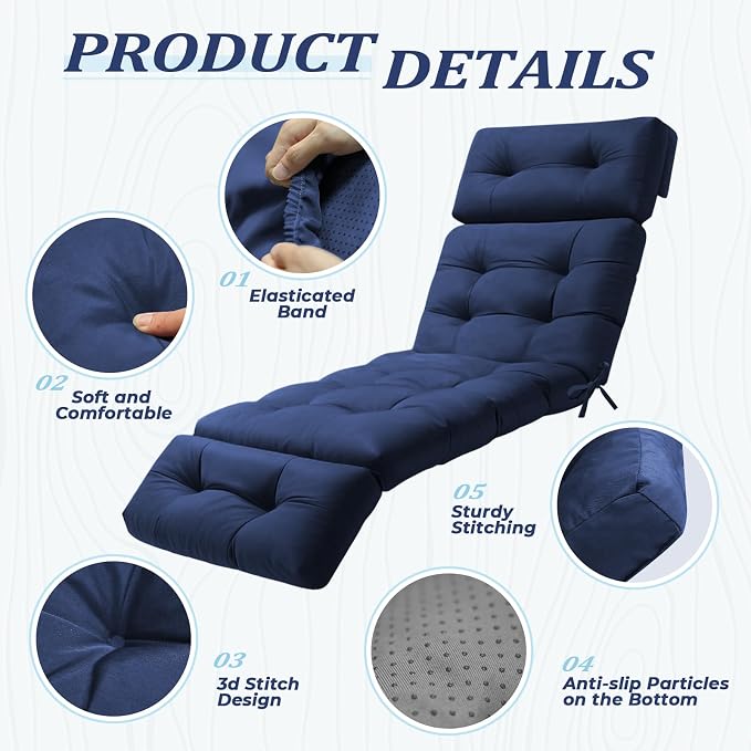 Chaise Lounge Cushion Outdoor, Waterproof Thick Patio Lounge Chair Cushion - Image 6