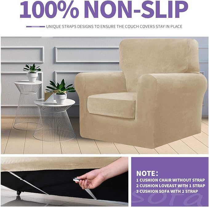 ZNSAYOTX Oversized Velvet 3 Piece Couch Cover - Image 5