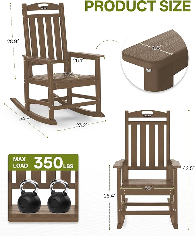Outdoor Adirondack Rocking Chairs All-Weather HDPE Patio Rocker Chair - Image 3