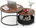 Tangkula Round Nesting Coffee Table Set of 2, Wooden Center End Table by TANGKULA