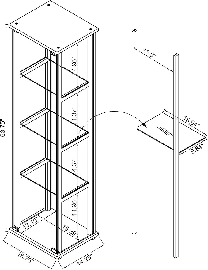 Coaster Home Furnishings Cyclamen 64-inch 5-Tier Clear Tempered Glass Curio - Image 3