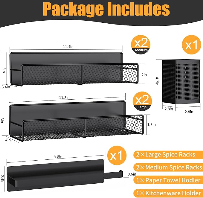 Magnetic Spice Rack for Refrigerator, 6 Pack 100% Metal Strong Magnet Shelf - Image 2