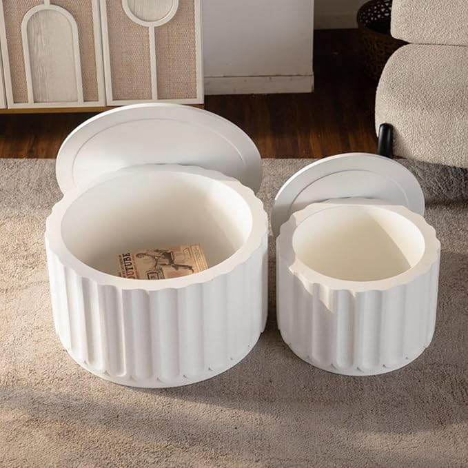 46.46'' White Round Coffee Table Set of 2 - Image 3