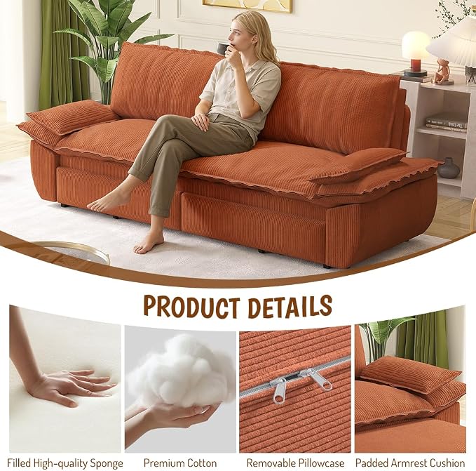 KEIKI 73.2" Pull Out Sleeper Sofa Bed Queen Size, 3-in-1 Convertible Couch - Image 4