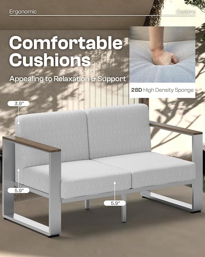 Aluminum Outdoor Patio Furniture Set, 7 Seats Outdoor Patio Conversation Sets - Image 2