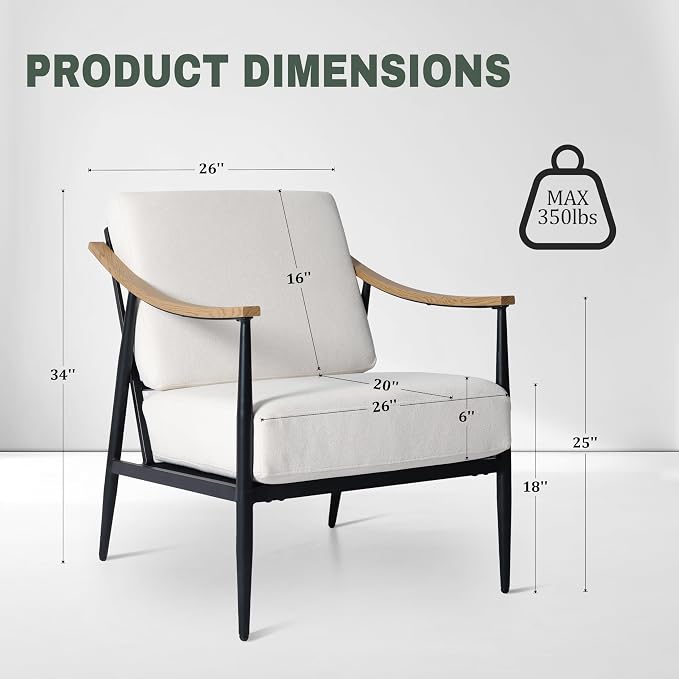 RNKSFX Modern Accent Chair for Living Room Bedroom Mid Century Arm Chair - Image 2