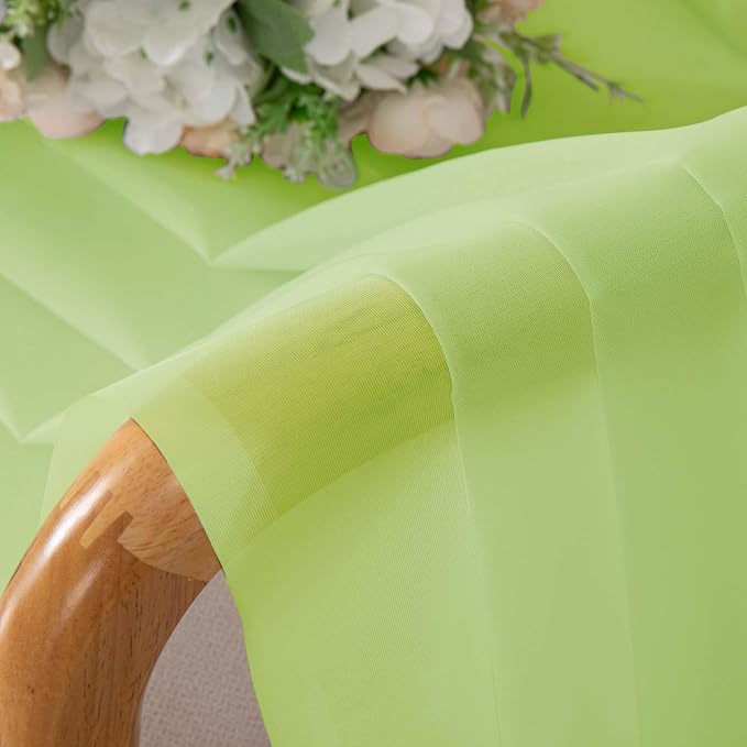 OWENIE Sheer Lime Curtains for Bedroom Living Room 63 Inch Length 2 Panels Set - Image 6