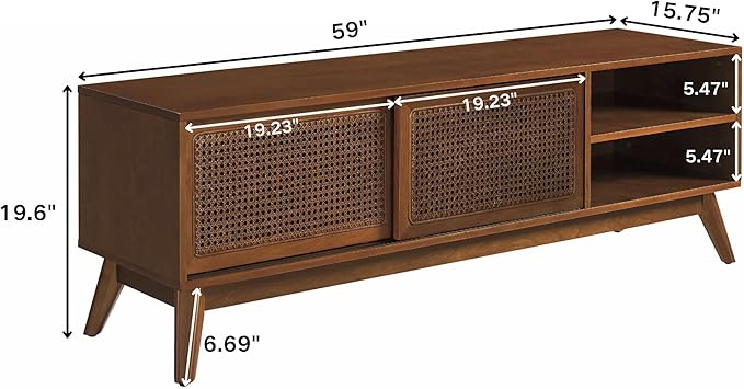 LKTART Mid Century Modern Rattan TV Stand - Image 2