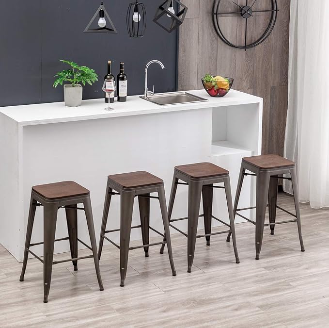 30" Backless Metal Counter Stool Height Bar Stools - Image 5