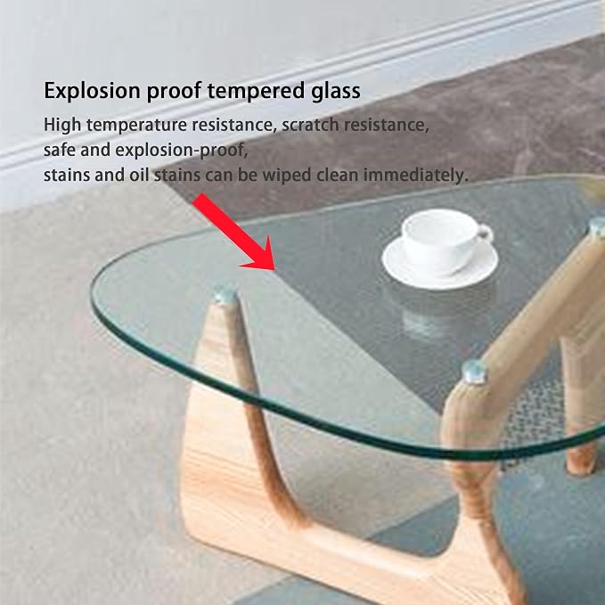 EASYSOUL Modern Glass Coffee Table, 32.68" D x 22.44" W x 15.75" H, Abstract - Image 5