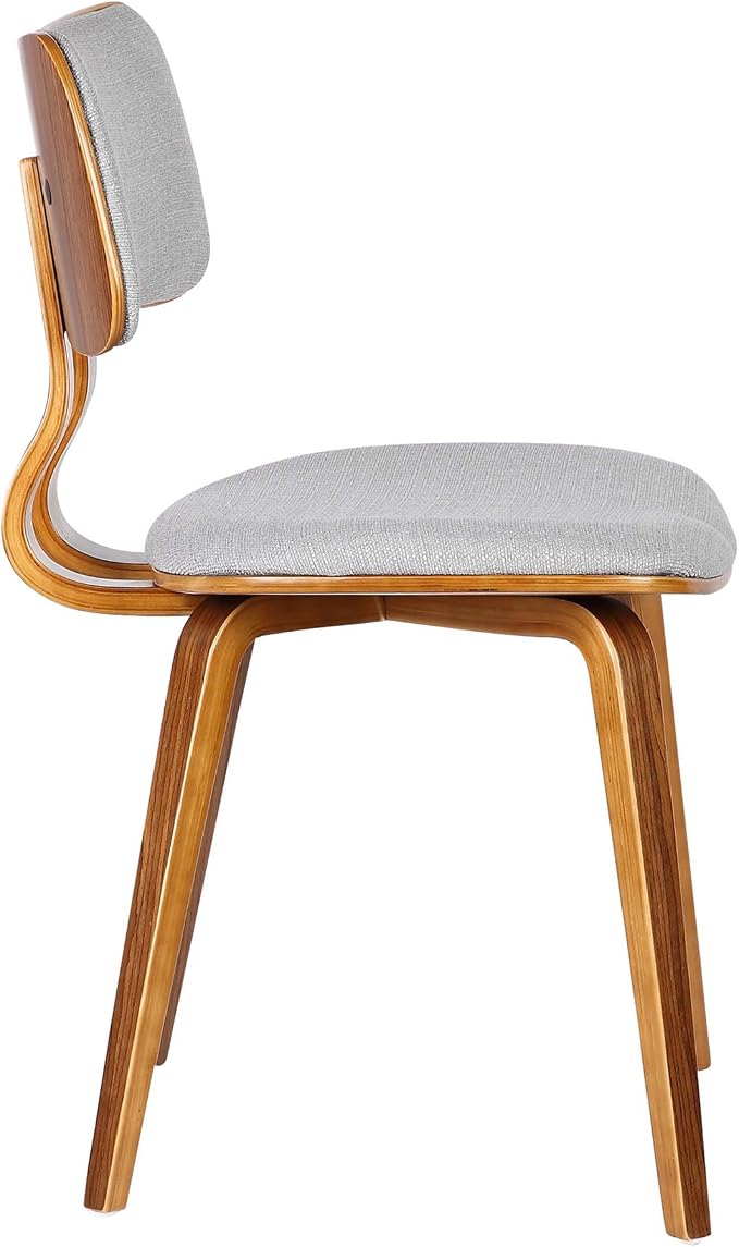 Armen Living Jaguar Mid-Century Dining Chair in Walnut Wood and Gray Fabric - Image 4