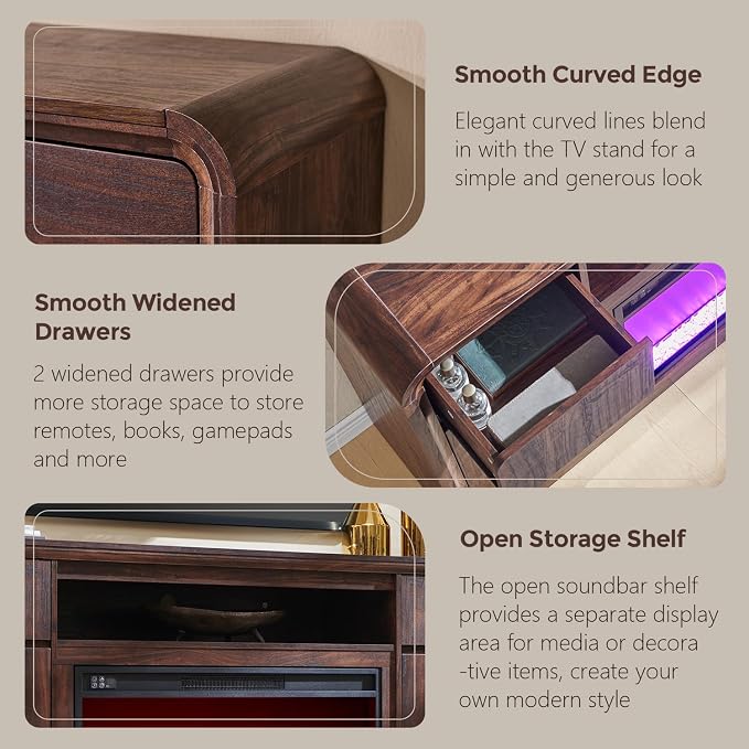 Modern Fireplace TV Stand with 36" LED Electric Fireplace - Image 6
