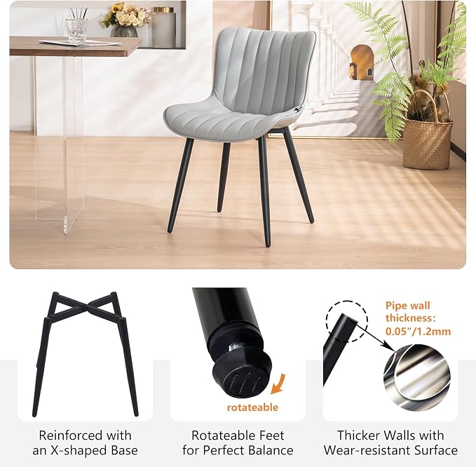 YOUNUOKE Mid-Century Modern Dining Chairs Set of 2, Armless Accent Chair - Image 5