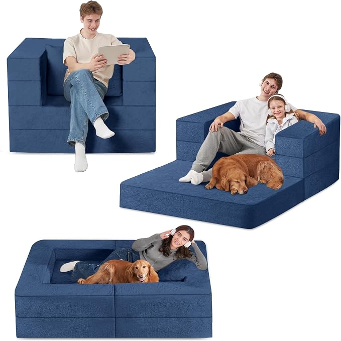 Futon Sofa Bed with Pillow, 3-in-1 Sleeper Sofa Bed with Removable Cover - Image 8