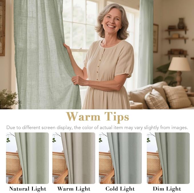 H.VERSAILTEX 2 Pack Ultra Luxurious High Woven Linen Elegant Curtains Semi - Image 3