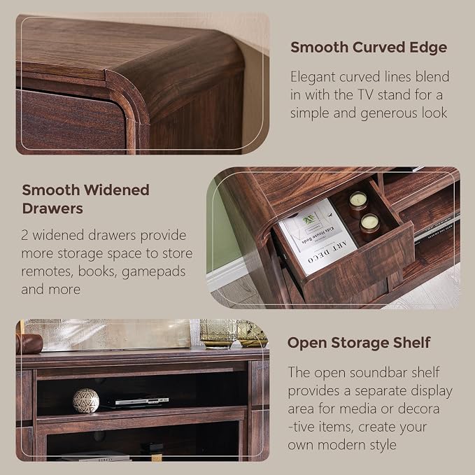 Modern TV Stand for 80 Inch TVs, Media Console Cabinet w/Soundbar & Adjustable - Image 5