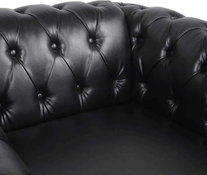 LEVNARY Leather Upholstered Armchair, Mid-Century Modern Single Sofa Chair - Image 6