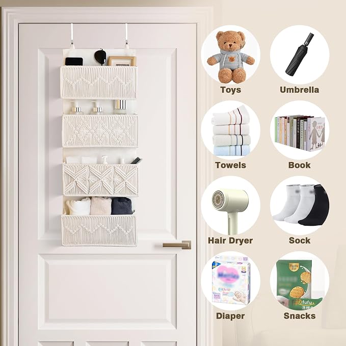 janebeauties Over the Door Organizer Macrame Boho Nursery Storage - Image 6