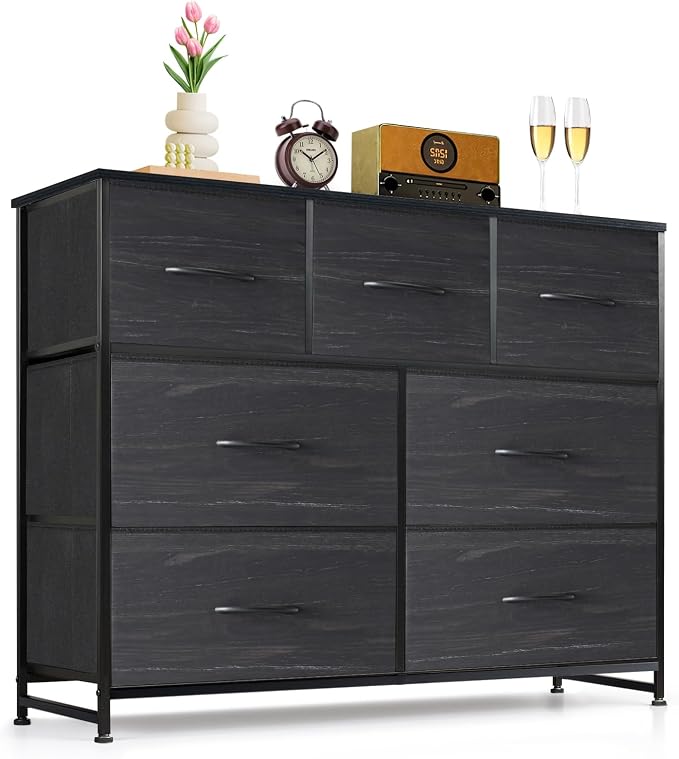 7-Drawer Dresser for Bedroom, Anti-Tip Wide Storage Organizer Fabric Chest of by SageNest
