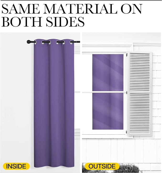 NICETOWN Blackout Window Curtains 70" L, 2 Panels, 34 inch, Lilac Purple - Image 5